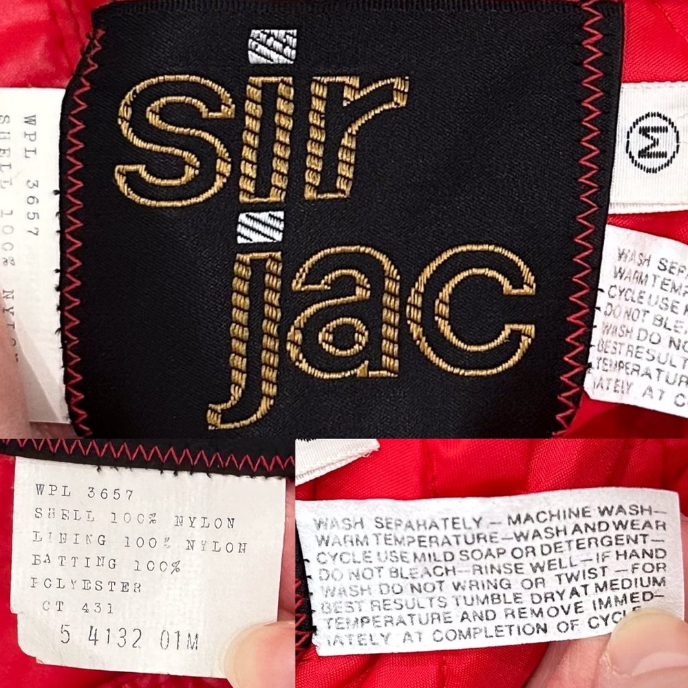 Vintage Sir Jac Nylon Puffer Side Zip Button Pants in Red Unisex Men’s Size M - Picture 6 of 16